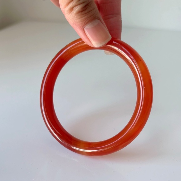 58mm Natural Carnelian Red Agate Round Bangle BA124 - Picture 4 of 10